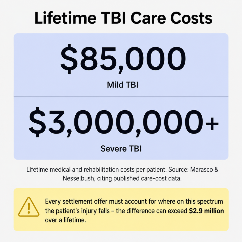 Lifetime TBI care costs breakdown