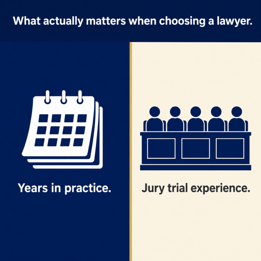 Years in Practice vs. Jury Trial Experience (1)